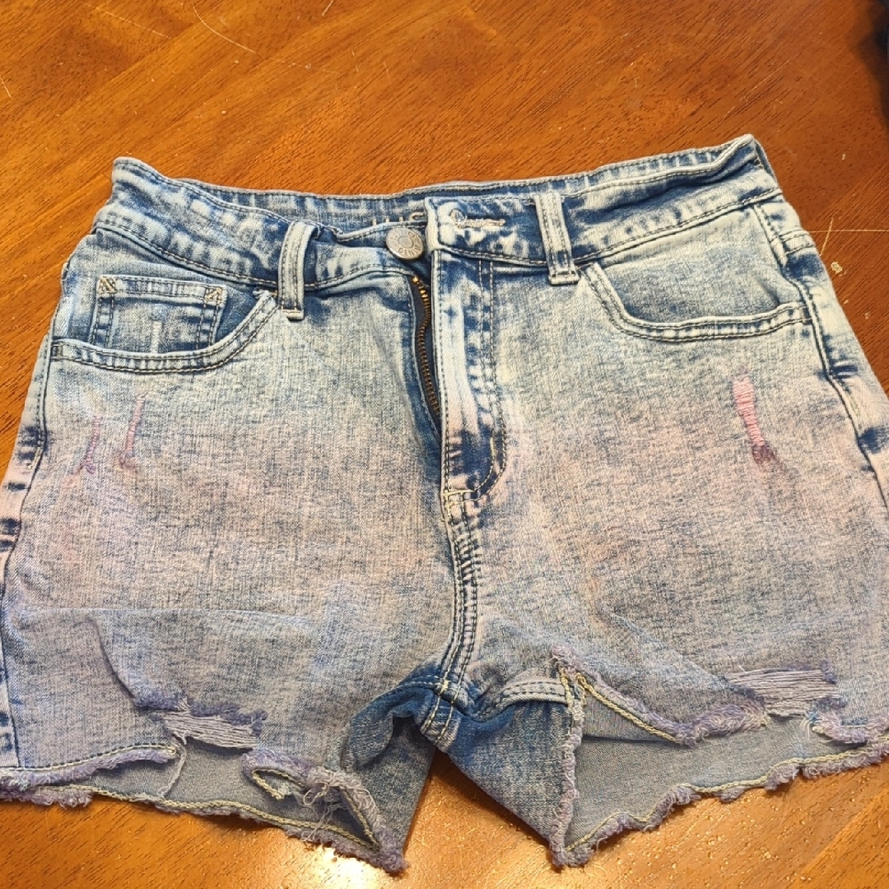 Justice Light Blue Distressed Jean Shorts